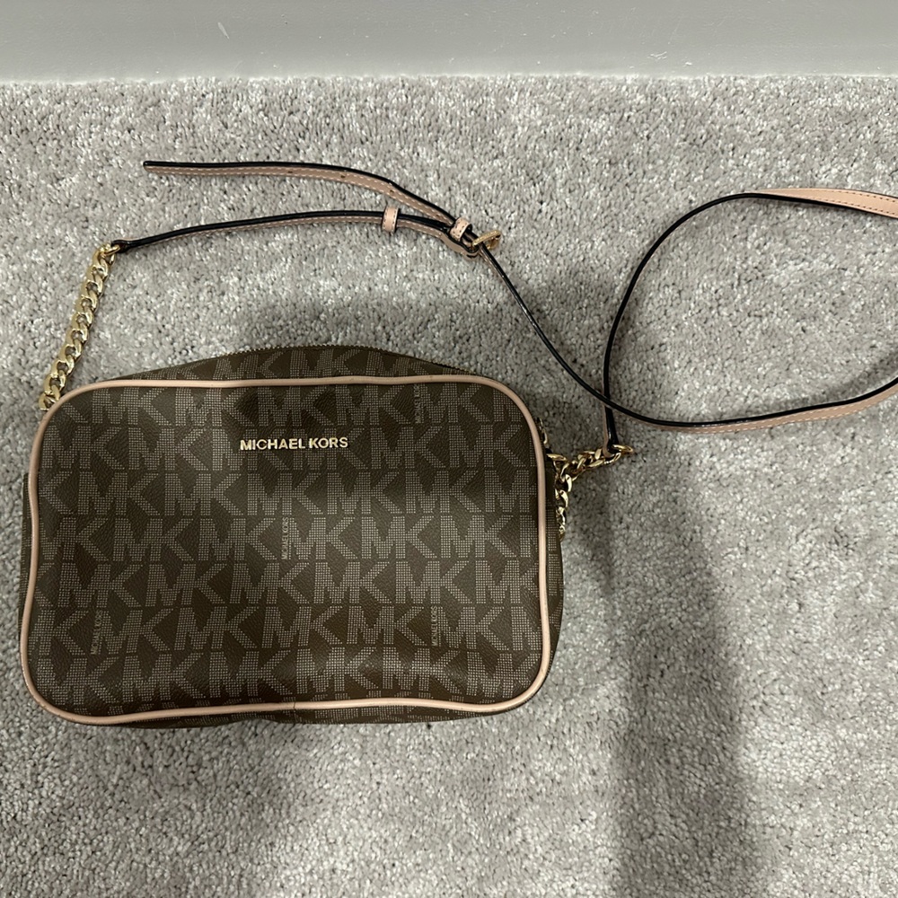 Michael Kors Brown and Tan Crossbody Bag